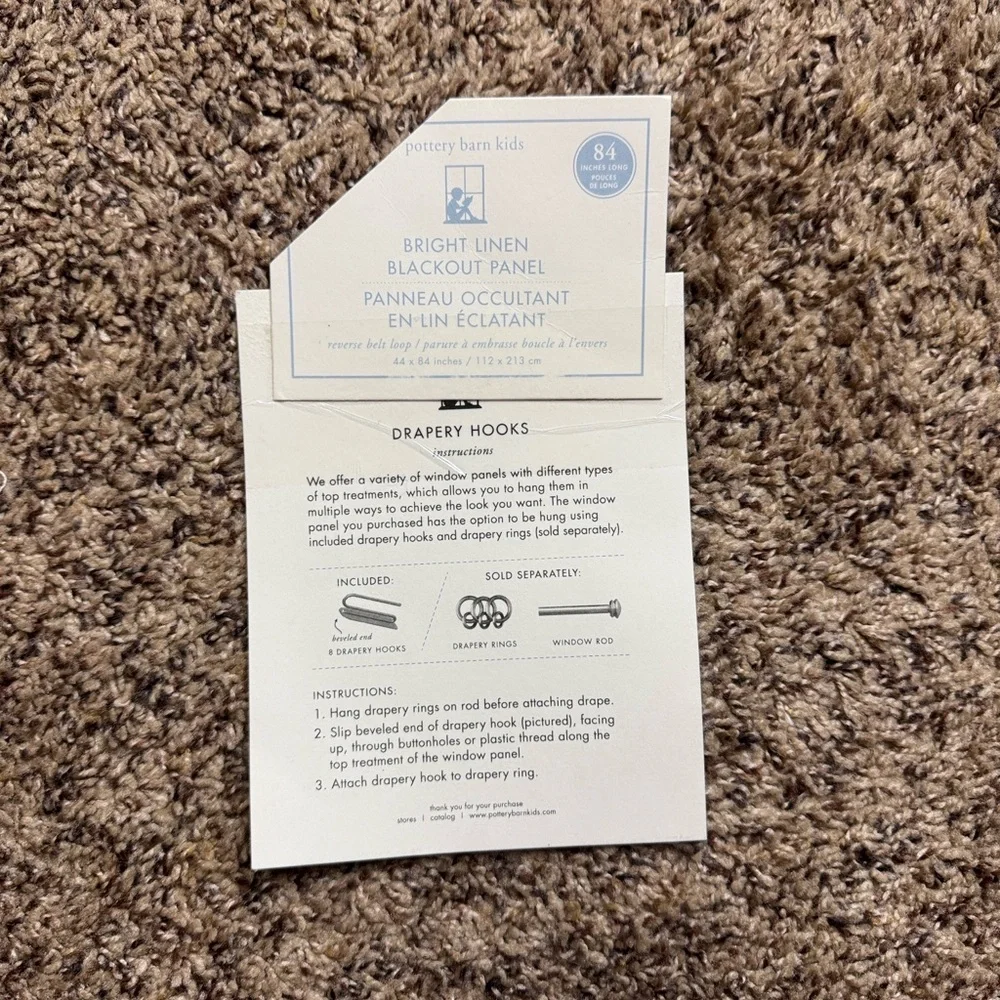 Pottery Barn Kids Bright Linen blackout curtain panel 44” x 84” 1 panel Pink